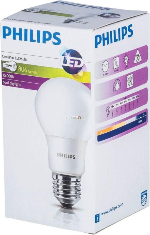 Philips CorePro LED E27 - 7.5W (60W) - Daglicht - Niet Dimbaar