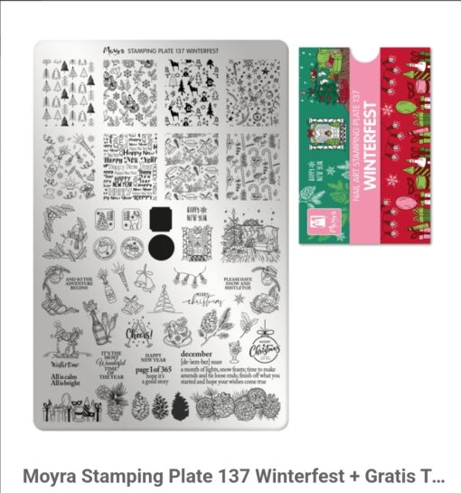Moyra Stamping Plate 137 Winterfest + Gratis Try-on plate Sheet