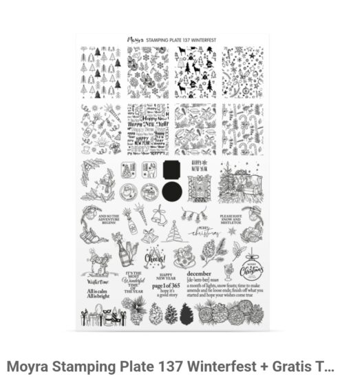 Moyra Stamping Plate 137 Winterfest + Gratis Try-on plate Sheet - Afbeelding 2