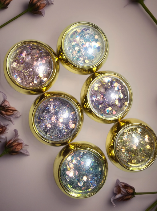 Nailart Glitter Flakes 6 Stuks